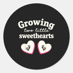 Growing Two Little Sweethearts Valentines Pregnanc Classic Round Sticker