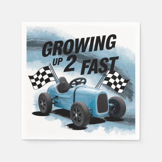 Growing Up 2 Fast Birthday Party Napkin (Front)