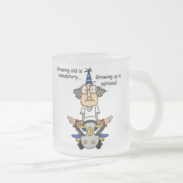 Growing Up is Optional Humour Frosted Glass Coffee Mug (Right)