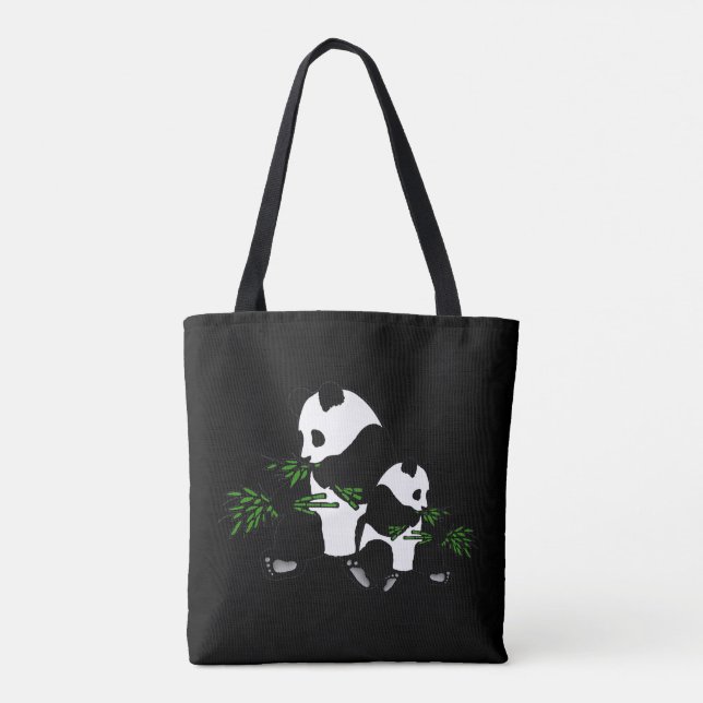 Growing Up Panda Black Tote Bag (Back)