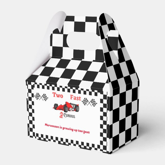 Growing up too fast car race boy  birthday party favour box (Back Side)