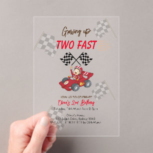Growing up two fast 2nd Birthday Acrylic Invitations