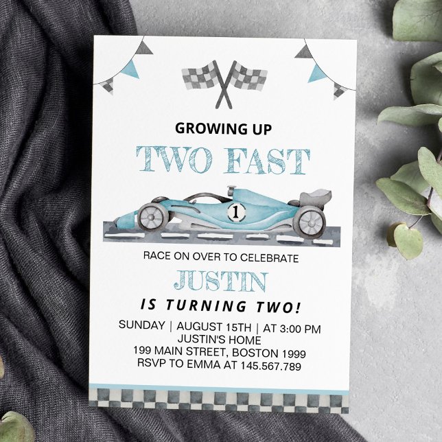 Growing Up Two Fast Birthday Invitation Racing Car (Creator Uploaded)