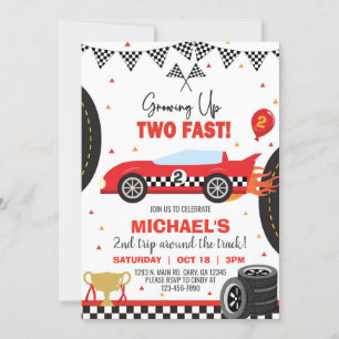 Growing up Two fast boy 2nd birthday invite. Invitation