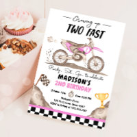 Growing Up Two Fast Dirt Bike Biking Girl Birthday