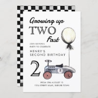 Growing Up Two Fast Invitation Navy and Red