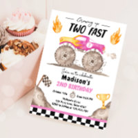 Growing Up Two Fast Monster Truck Girl Birthday