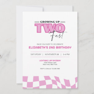 Growing Up Two Fast Race Car Birthday Invitation