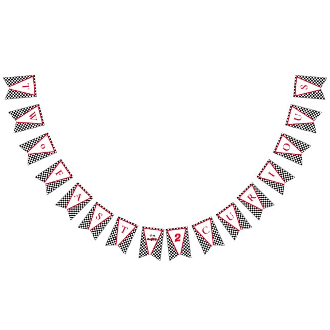 Growing UP TWO Fast Race Car Boy 2nd Birthday  Bunting (All)