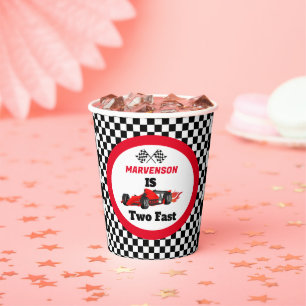 Growing UP TWO Fast  Race Car Boy 2nd Birthday Pap Paper Cups