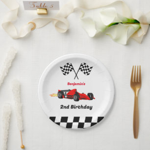 Growing UP TWO Fast Race Car Boy 2nd Birthday Paper Plate