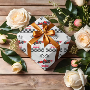 Growing UP TWO Fast Race Car Boy 2nd Birthday  Wrapping Paper