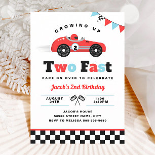 Growing Up Two Fast Red Race Car 2nd Invitation
