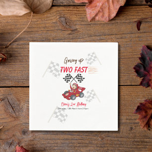 Growing up two fast red racing car napkin