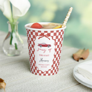Growing Up Two Fast Red retro birthday Paper Cups