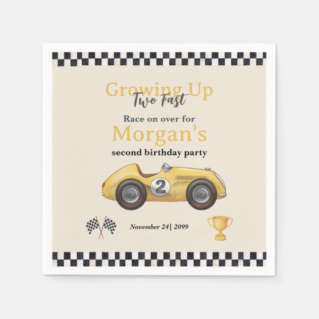 Growing Up Two Fast Yellow Race Car Kids 2nd  Napkin (Front)