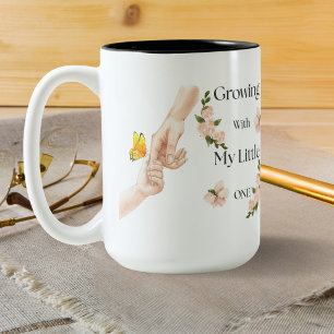 Growing With My Little One Floral Quote Two-Tone Coffee Mug