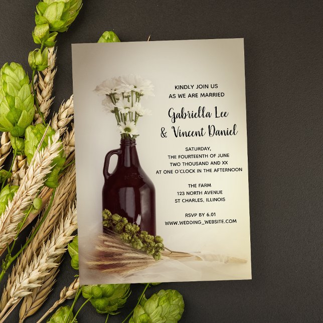 Growler, Hops and Daisies Brewery Wedding Invitation (Creator Uploaded)