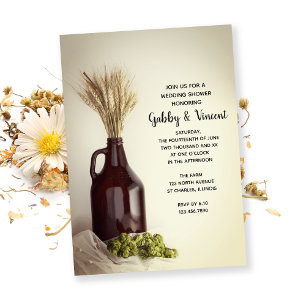 Growler, Hops and Wheat Brewery Wedding Shower Invitation