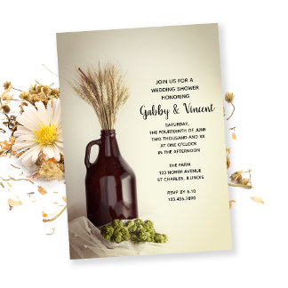 Growler, Hops and Wheat Brewery Wedding Shower Invitation