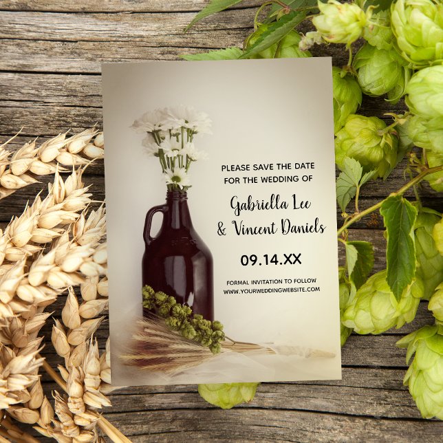 Growler Hops Daisies Brewery Wedding Save the Date (Creator Uploaded)