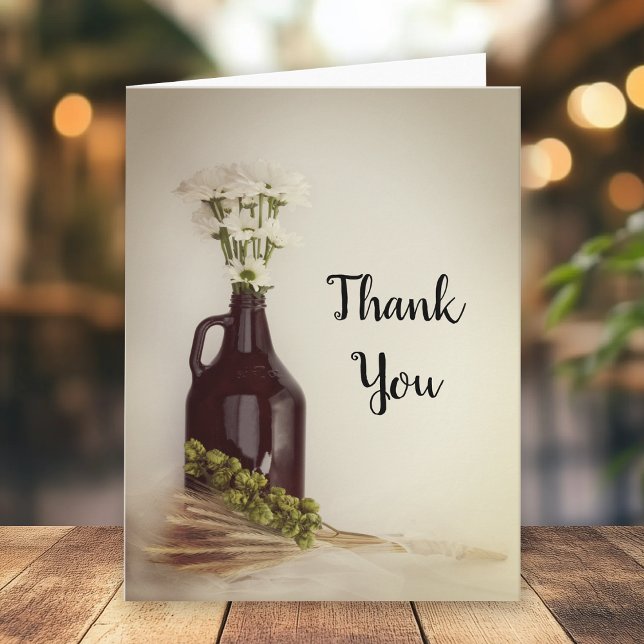 Growler Hops Daisies Brewery Wedding Thank You Card (Creator Uploaded)