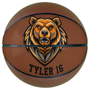 Growling Bear Logo Personalise Basketball