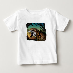 Growling Jaguar Jungle Design – Wild Cat Teal Baby T-Shirt