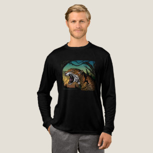 Growling Jaguar Jungle Design – Wild Cat Teal Tri-Blend Shirt