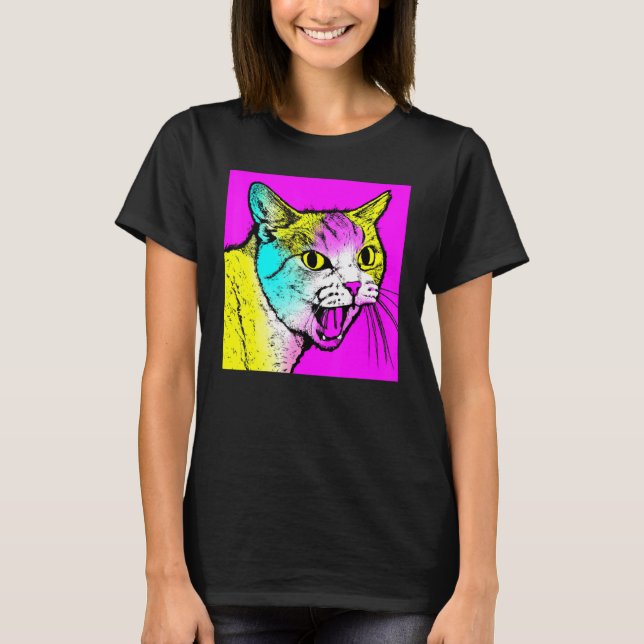 Growling kitten face charming cat T-Shirt (Front)