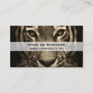 Growling Tiger Face in Sepia Tones Business Card