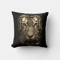 Growling Tiger Face in Sepia Tones