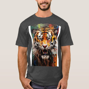 Growling Tiger Face Watercolor Painting Abstract A T-Shirt