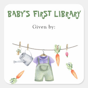 Grown Baby Shower bookplate - baby's first library Square Sticker