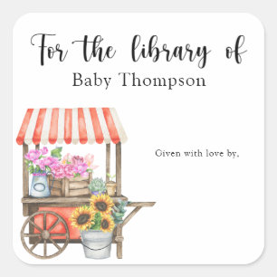 Grown Baby Shower bookplate - for the library of Square Sticker