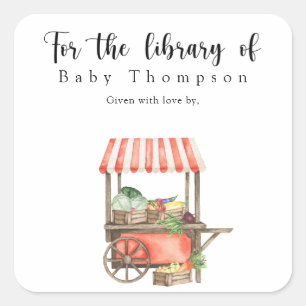 Grown Baby Shower bookplate - for the library of Square Sticker