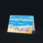 Grown Daughter Birthday Personalised With Seashell Card<br><div class="desc">Colourful seashells line the sandy beach with eye-catching charm as waves splash in the background. The message is featured in a joyful, flowing font that echoes the motion of the sea, with a personal name and lively feel to the design. Perfect for a teenage or adult daughter, this card celebrates...</div>