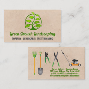 Grown Green Plant   Landscaping Tools Equipment Business Card