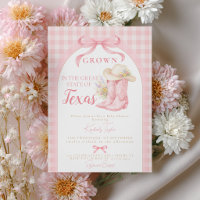 Grown in Texas Cowgirl Boots Pink Bow Baby Shower