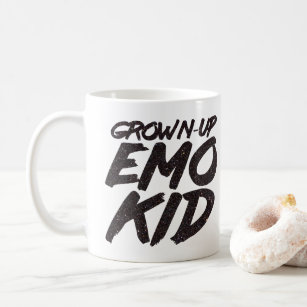 Grown-up emo kid black glitter coffee mug