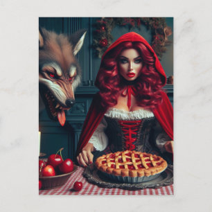 Grown Up Little Red Big Bad Wolf  Postcard