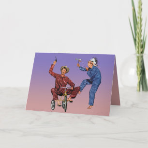 Grownup Cowboy and Indian [funny greeting card] Card