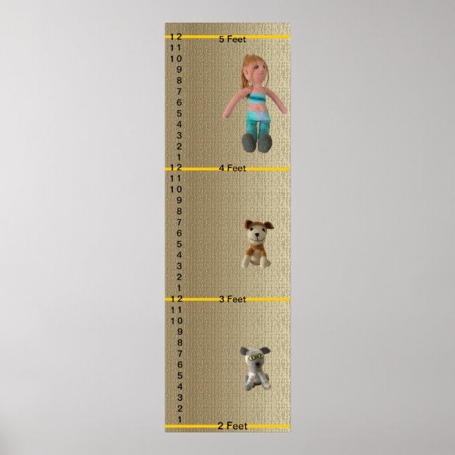 Growth Chart - Dog Cat and Girl Dolls (Front)