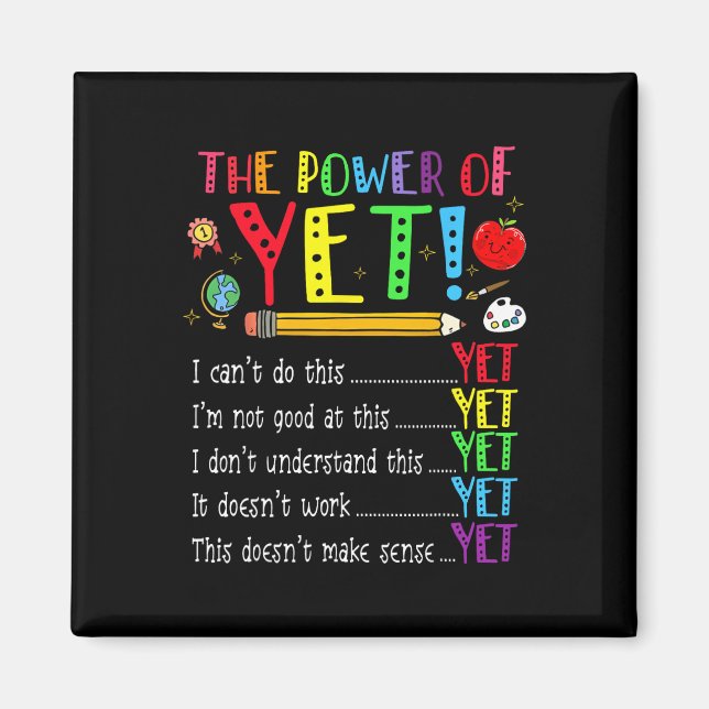Growth Mindset Back To School Power Of Yet Positiv Magnet (Front)