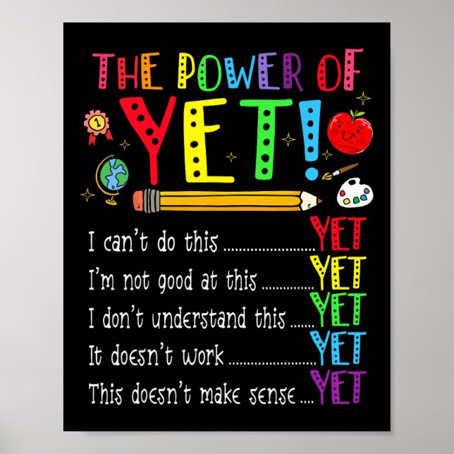Growth Mindset Back To School Power Of Yet Positiv Poster (Front)