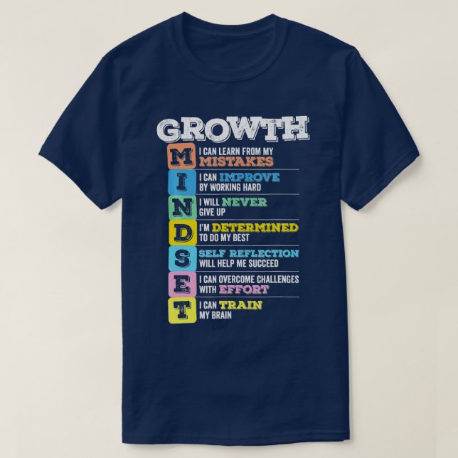 Growth Mindset Classroom Brain Motivation Entrepre T-Shirt (Design Front)