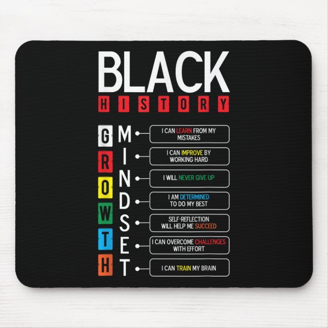 Growth Mindset Definition Cool Black History Month Mouse Pad (Front)