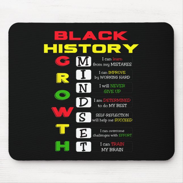 Growth Mindset Definition Cool Black History Month Mouse Pad (Front)