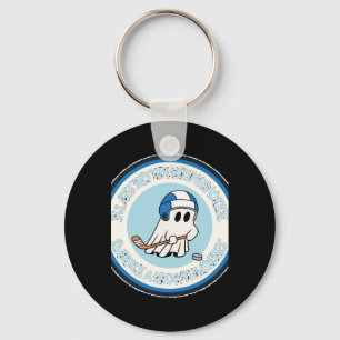 Growth Mindset Ghost Playing Hockey Sticker  Key Ring