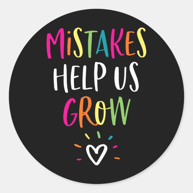 Growth Mindset  Positive Back to School Teacher St Classic Round Sticker (Front)